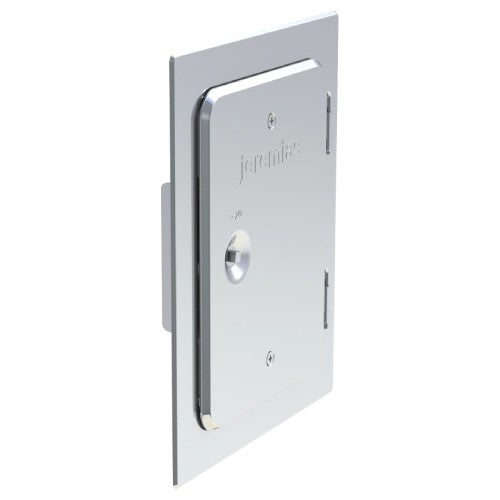 Edelstahl Kamintüre ohne Bohrungen, mit 4 seitlichen Lachen - 140 x 210 mm - Ø130 mm - 0,6 mm - V4A, V2A - Abgasrohr Sanierung EW-FU Jeremias
