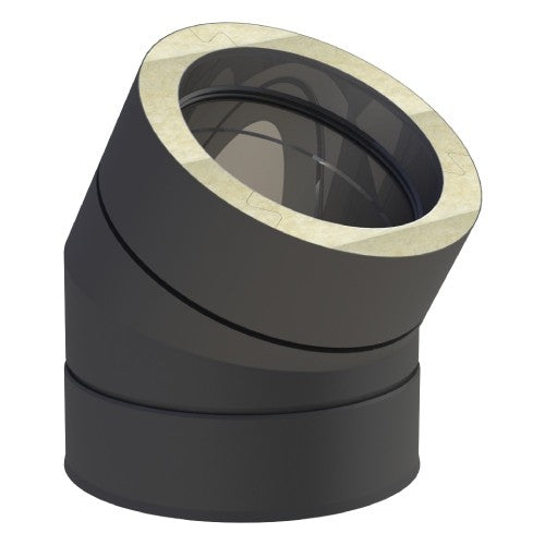 Edelstahlschornstein Doppelwandig Bogen 30° starr Schwarz Ø150 mm - V2A - Jeremias DW-Black