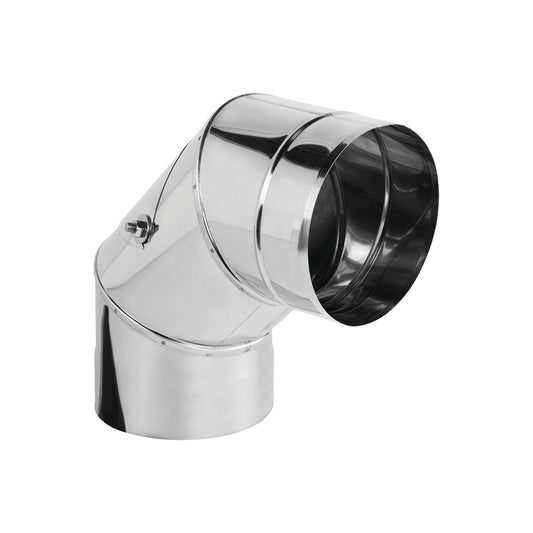 Edelstahl Reinigungswinkel / Bogen starr 90° mit Revision Einwandig Ø180 mm