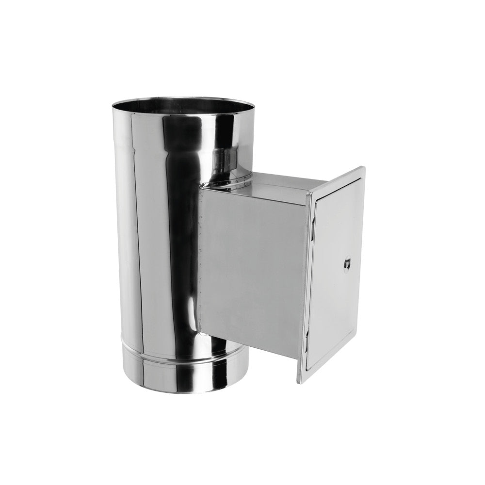 Edelstahl Reinigungselement mit Tür Ø130 mm - EW 0,6 mm