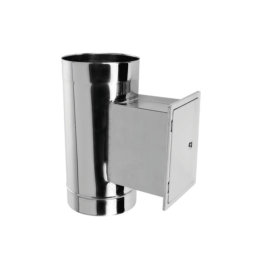 Edelstahl Reinigungselement mit Tür Ø120 mm - EW 0,6 mm