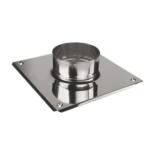 Edelstahl Schachtabdeckung - Kamin Grundplatte Ø150 mm (Außenmaße 26 x 26 cm)