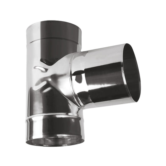 Edelstahl T-Anschluss / T-Stück 90° Einwandig Ø200 mm