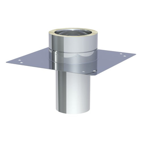 Edelstahlschornstein Grundplatte für Kaminerhöhung mit rundem Einschub Ø150 mm - V2A - DW-ECO 2.0 Jeremias