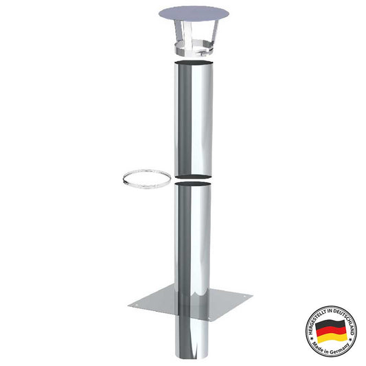 Kaminverlängerung Höhe 1 m - Schornsteinverlängerung Einwandig Ø120 mm - Platte 40x40 cm