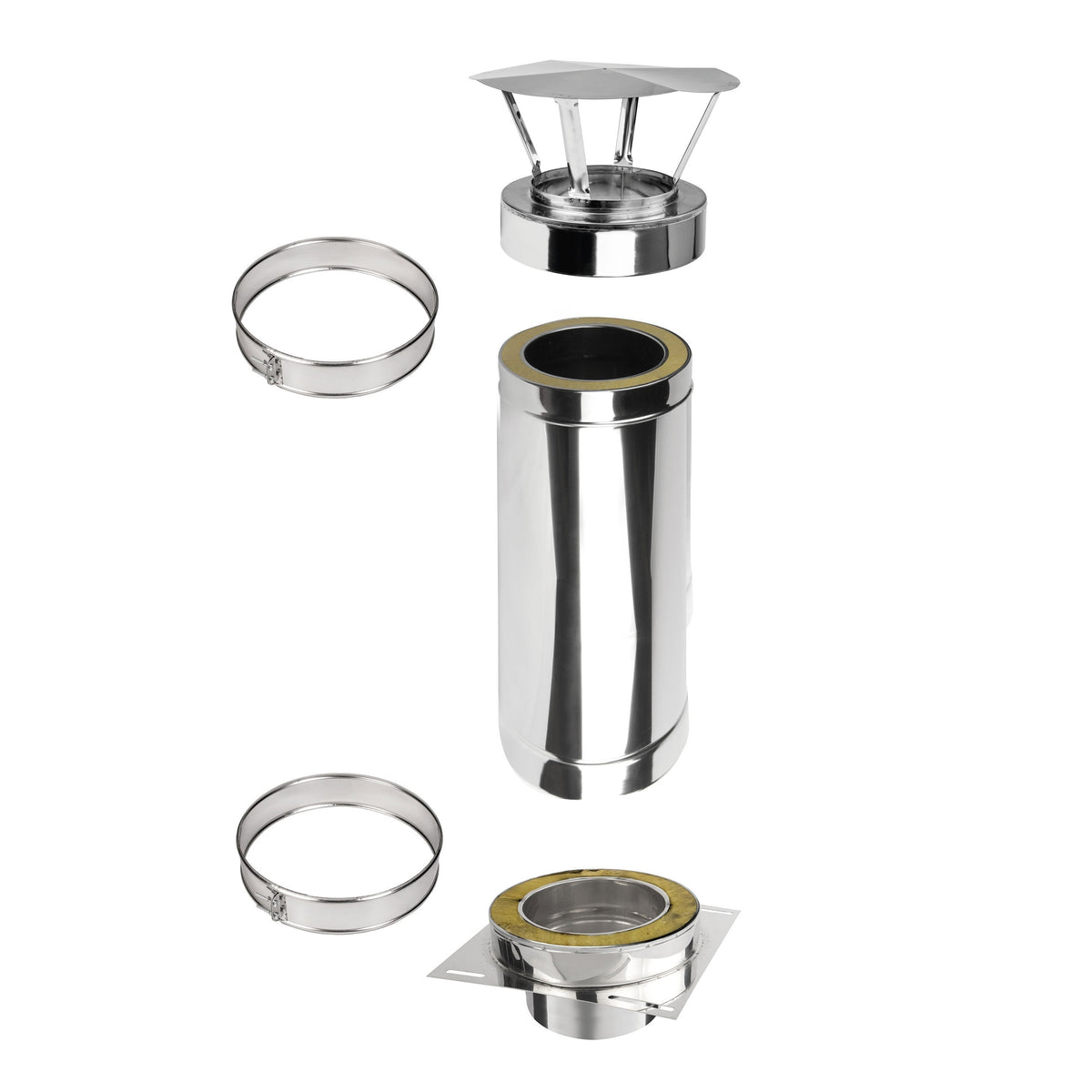 Kaminverlängerung Höhe 0,5 m - Schornsteinverlängerung Doppelwandig DW Ø160 mm - Jeremias DW-ECO 2.0
