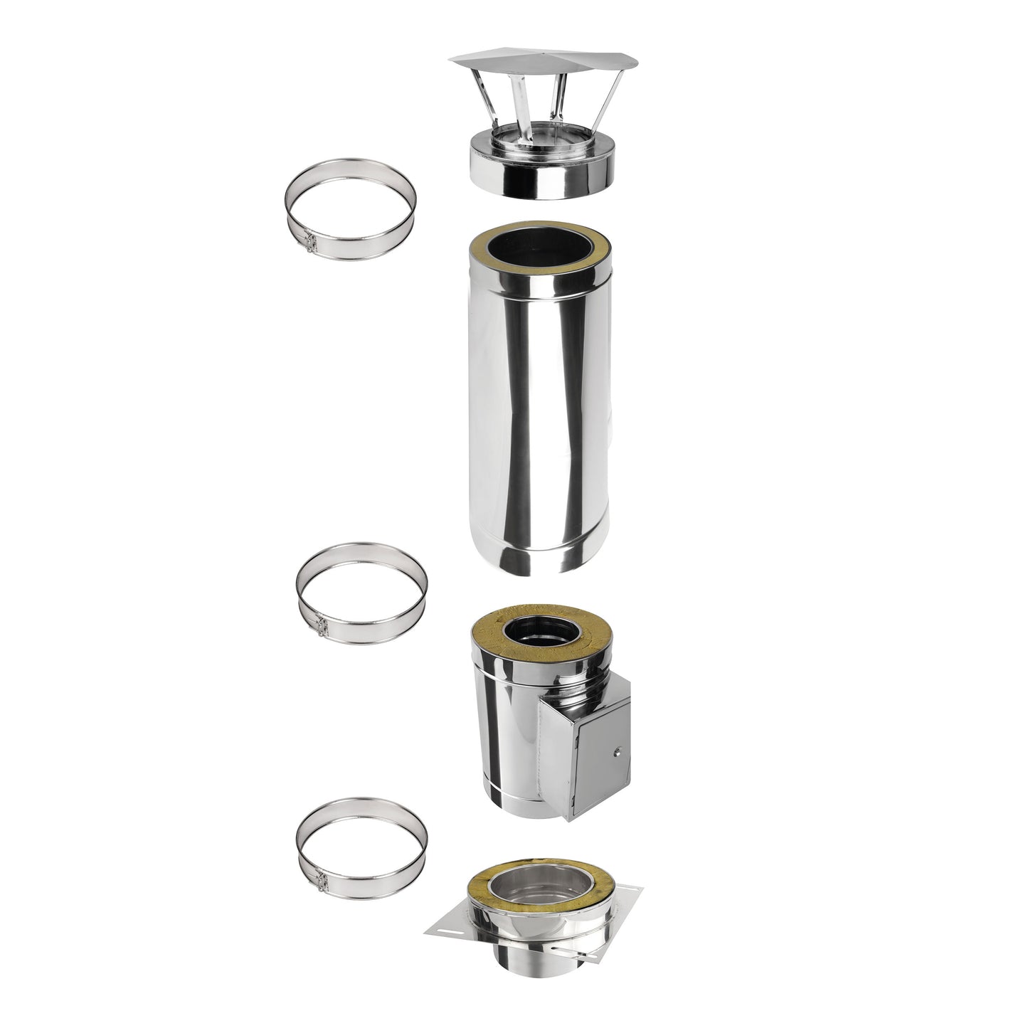 Kaminverlängerung Konfigurator Doppelwandig - Schornsteinverlängerung DW Ø130 mm, Ø150 mm, Ø160 mm, Ø180 mm, Ø200 mm - 25 Jahre Garantie