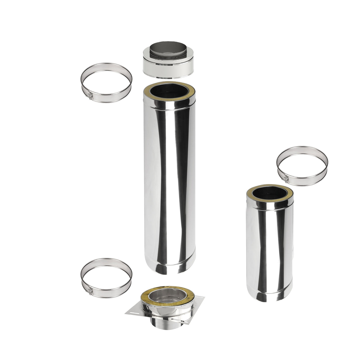 Kaminverlängerung Höhe 1,5 m - Schornsteinverlängerung Doppelwandig DW Ø180 mm - Jeremias DW-ECO 2.0