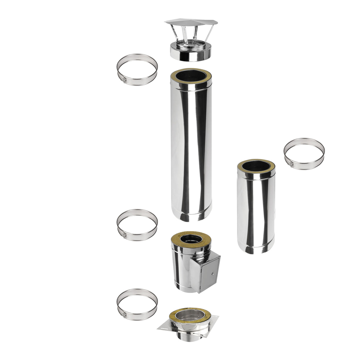 Kaminverlängerung mit Reinigungselement Höhe 2 m - Schornsteinverlängerung Doppelwandig DW Ø200 mm - Jeremias DW-ECO 2.0