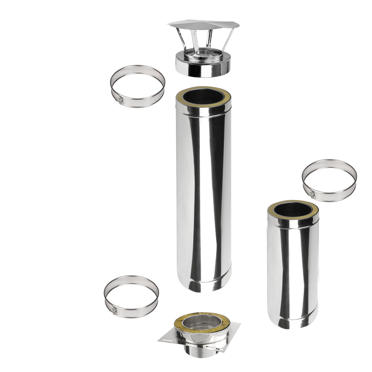 Kaminverlängerung Höhe 1,5 m - Schornsteinverlängerung Doppelwandig DW Ø160 mm - Jeremias DW-ECO 2.0