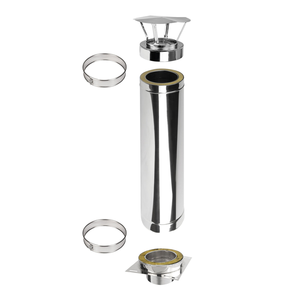 Kaminverlängerung Höhe 1 m - Schornsteinverlängerung Doppelwandig DW Ø130 mm - Jeremias DW-ECO 2.0