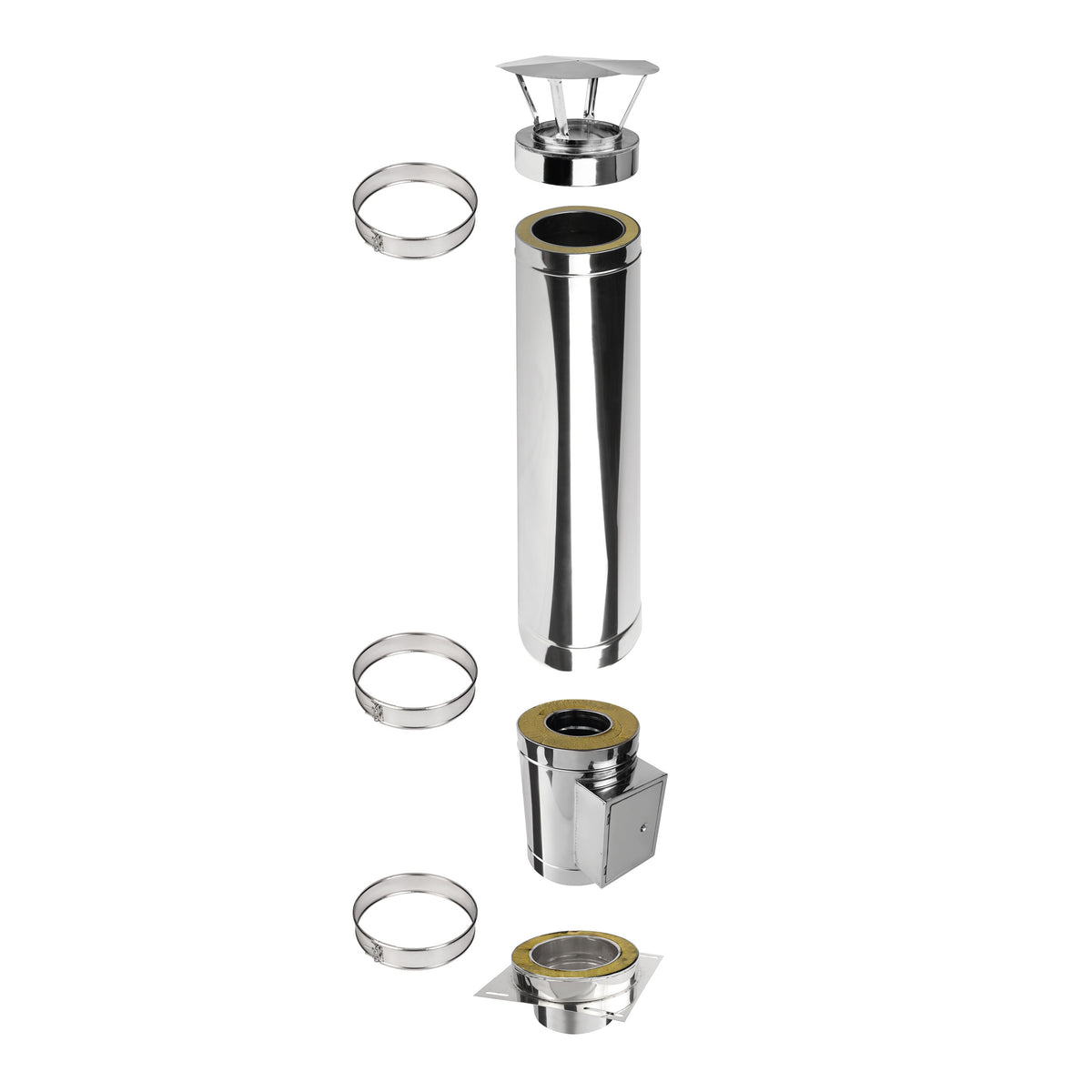 Kaminverlängerung mit Reinigungselement Höhe 1,5 m - Schornsteinverlängerung Doppelwandig DW Ø130 mm - Jeremias DW-ECO 2.0
