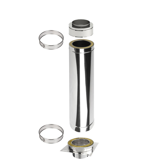 Kaminverlängerung Höhe 1 m - Schornsteinverlängerung Doppelwandig DW Ø130 mm - Jeremias DW-ECO 2.0