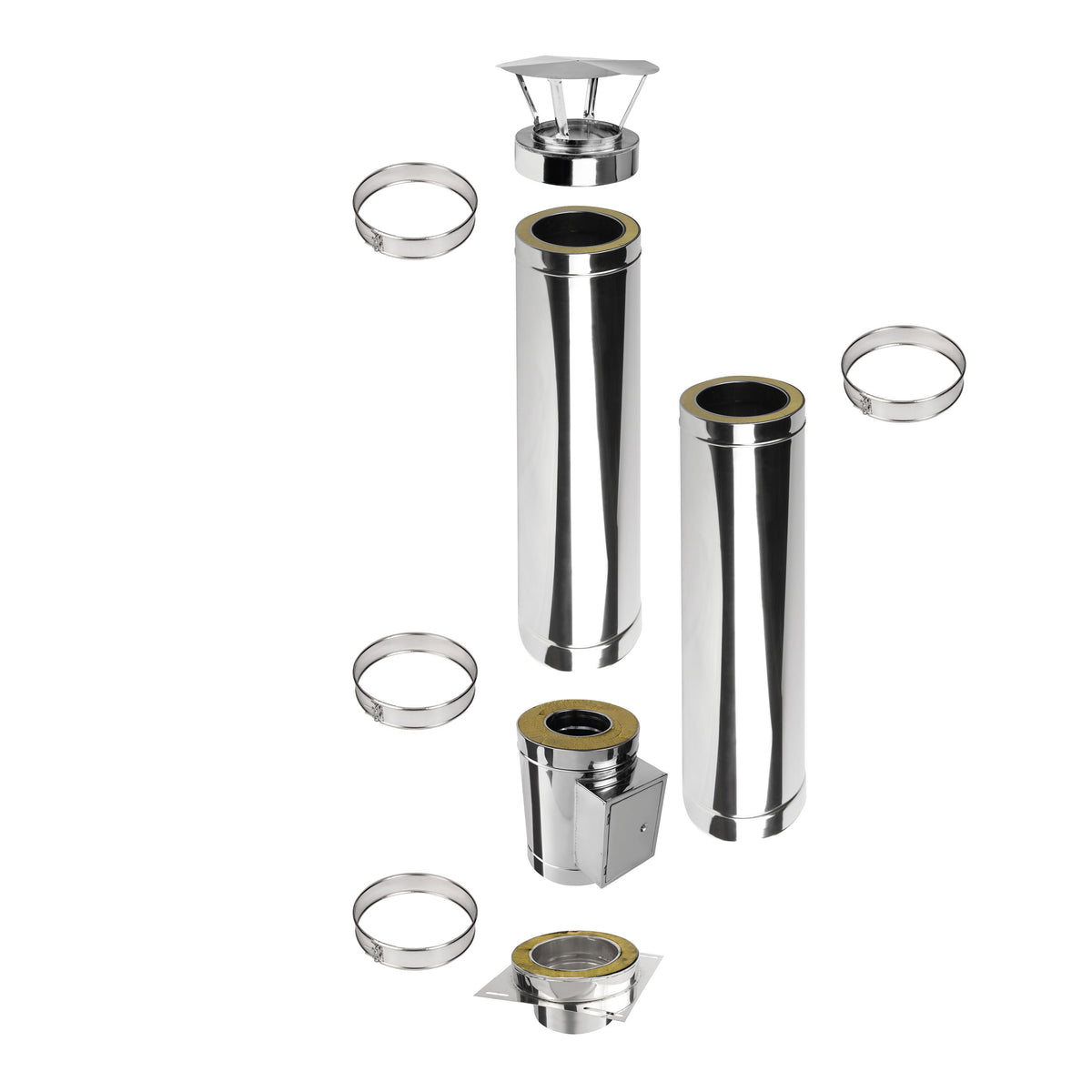 Kaminverlängerung mit Reinigungselement Höhe 2,5 m - Schornsteinverlängerung Doppelwandig DW Ø180 mm - Jeremias DW-ECO 2.0