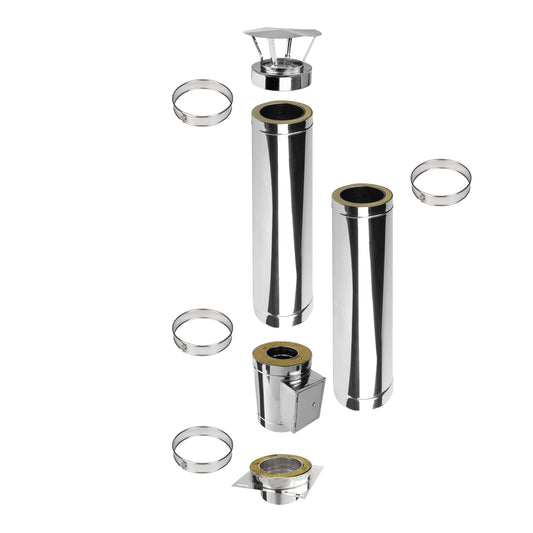 Kaminverlängerung mit Reinigungselement Höhe 2,5 m - Schornsteinverlängerung Doppelwandig DW Ø130 mm - Jeremias DW-ECO 2.0