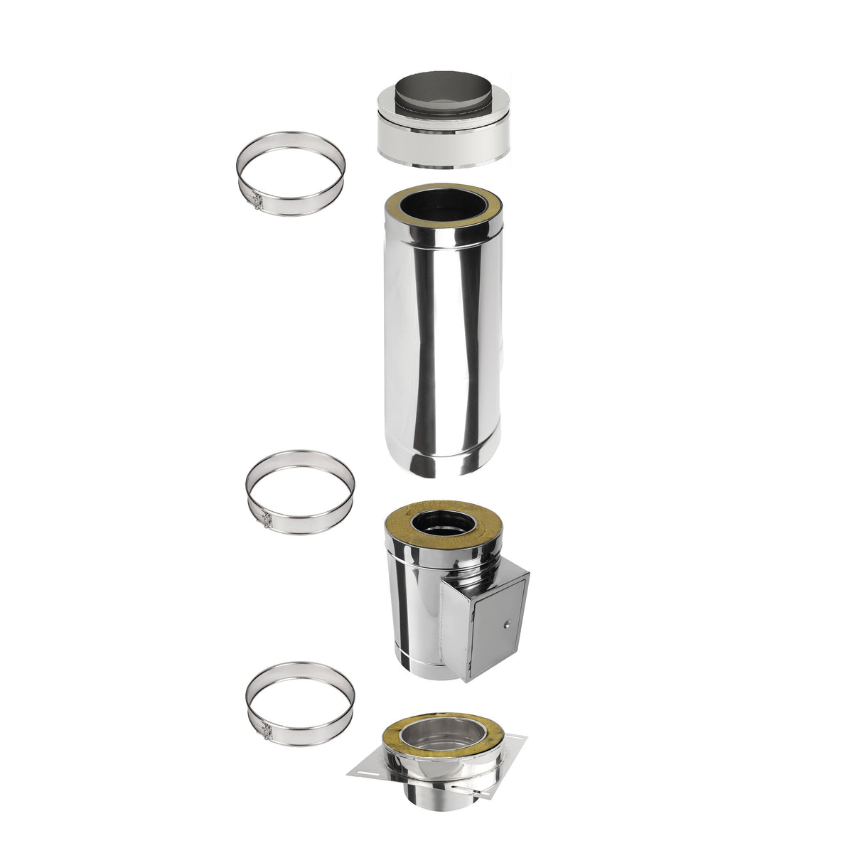 Kaminverlängerung mit Reinigungselement Höhe 1 m - Schornsteinverlängerung Doppelwandig DW Ø180 mm - Jeremias DW-ECO 2.0