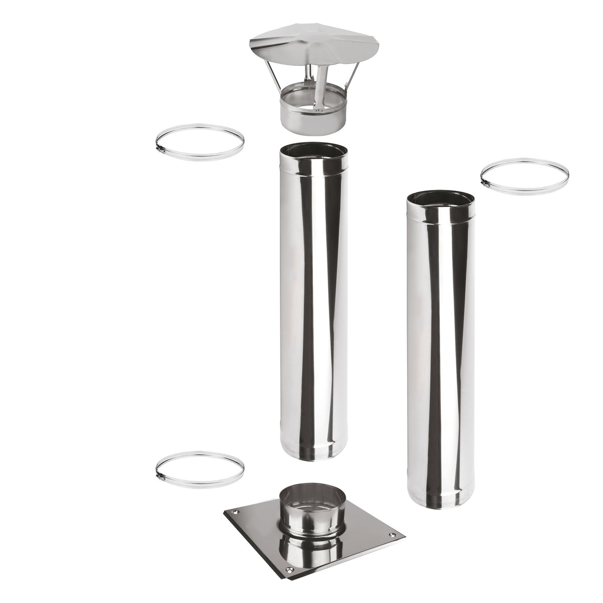 Kaminverlängerung Höhe 2 m - Schornsteinverlängerung Einwandig EW Ø160 mm - Premium 0,6 mm