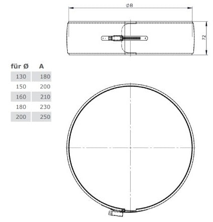 Edelstahlschornstein Klemmband Schelle Ø180 mm - V2A - DW-ECO 2.0 Jeremias
