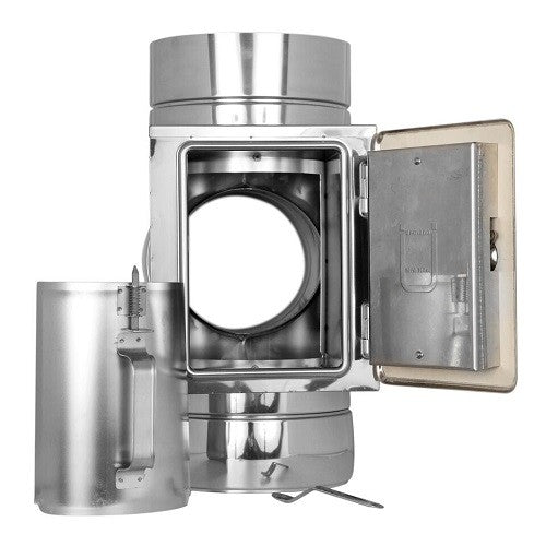 Edelstahlschornstein T-Stück 90° mit Reinigung gegenüberliegend Ø130 mm - V2A - DW-ECO 2.0 Jeremias