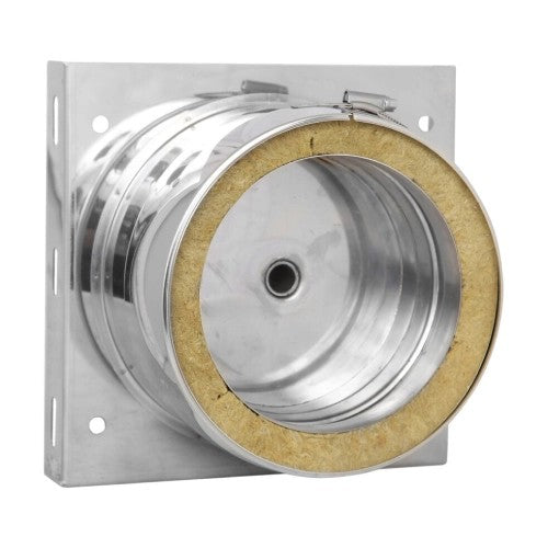 Edelstahlschornstein Grundplatte mit Kondensatablauf unten und 1/2'' Nippel  Ø150 mm - V2A - DW-ECO 2.0 Jeremias