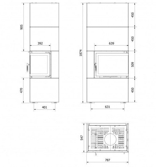 Kratki Kaminofen Simple Box Weiß Rechts 8 kW Ø200 BImSchV Stufe 2 Holzofen