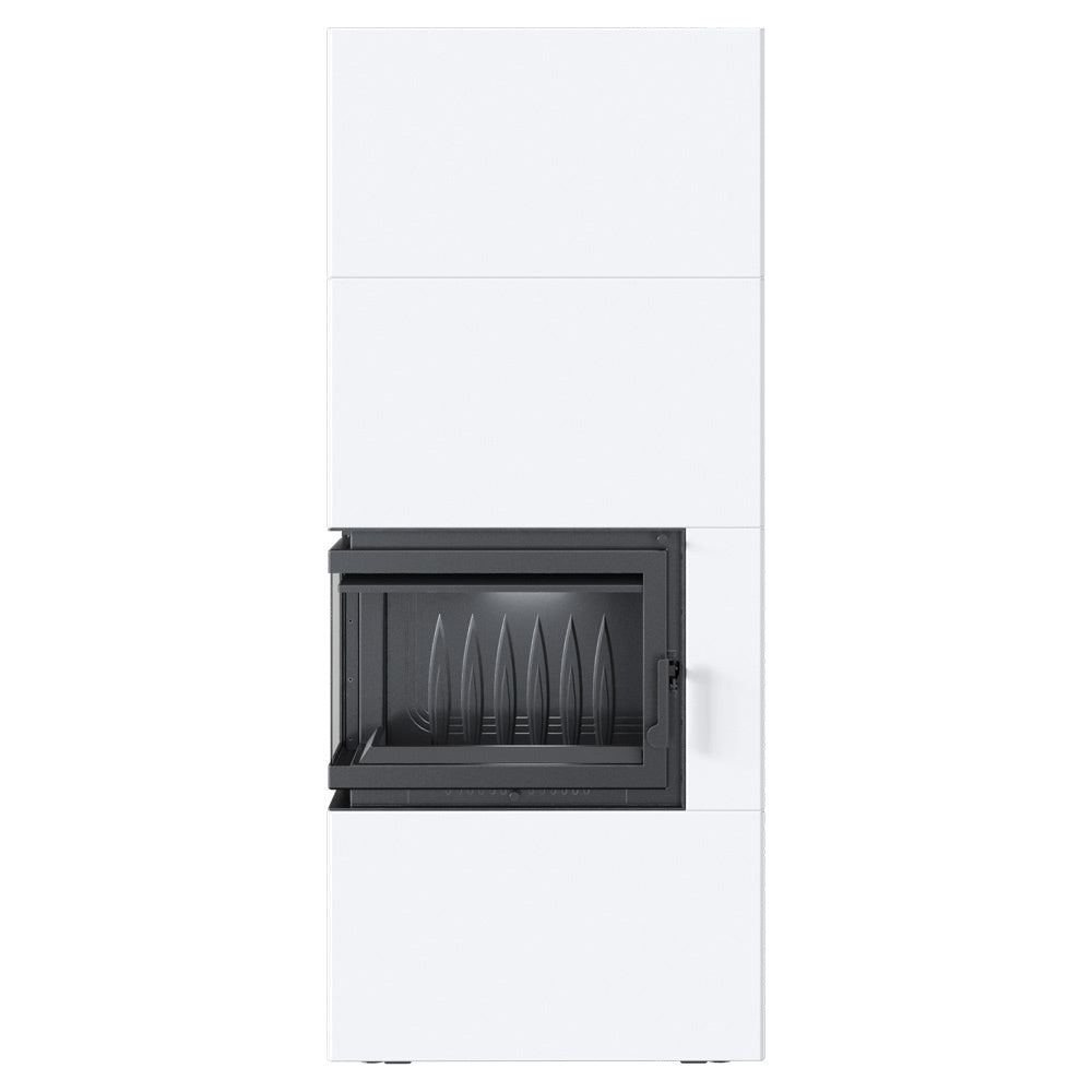 Kratki Kaminofen Simple Box Weiß Links 8 kW Ø200 BImSchV Stufe 2 Holzofen