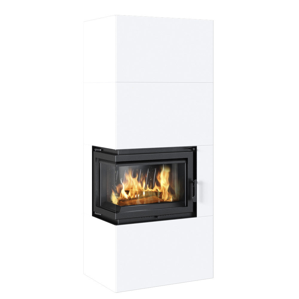 Kratki Kaminofen Simple Box Weiß Links 8 kW Ø200 BImSchV Stufe 2 Holzofen