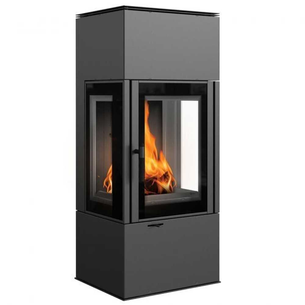 Kratki Kaminofen Thor View 3-seitig Schwarz Rechts 8 kW Ø150 BImSchV Stufe 2 Holzofen