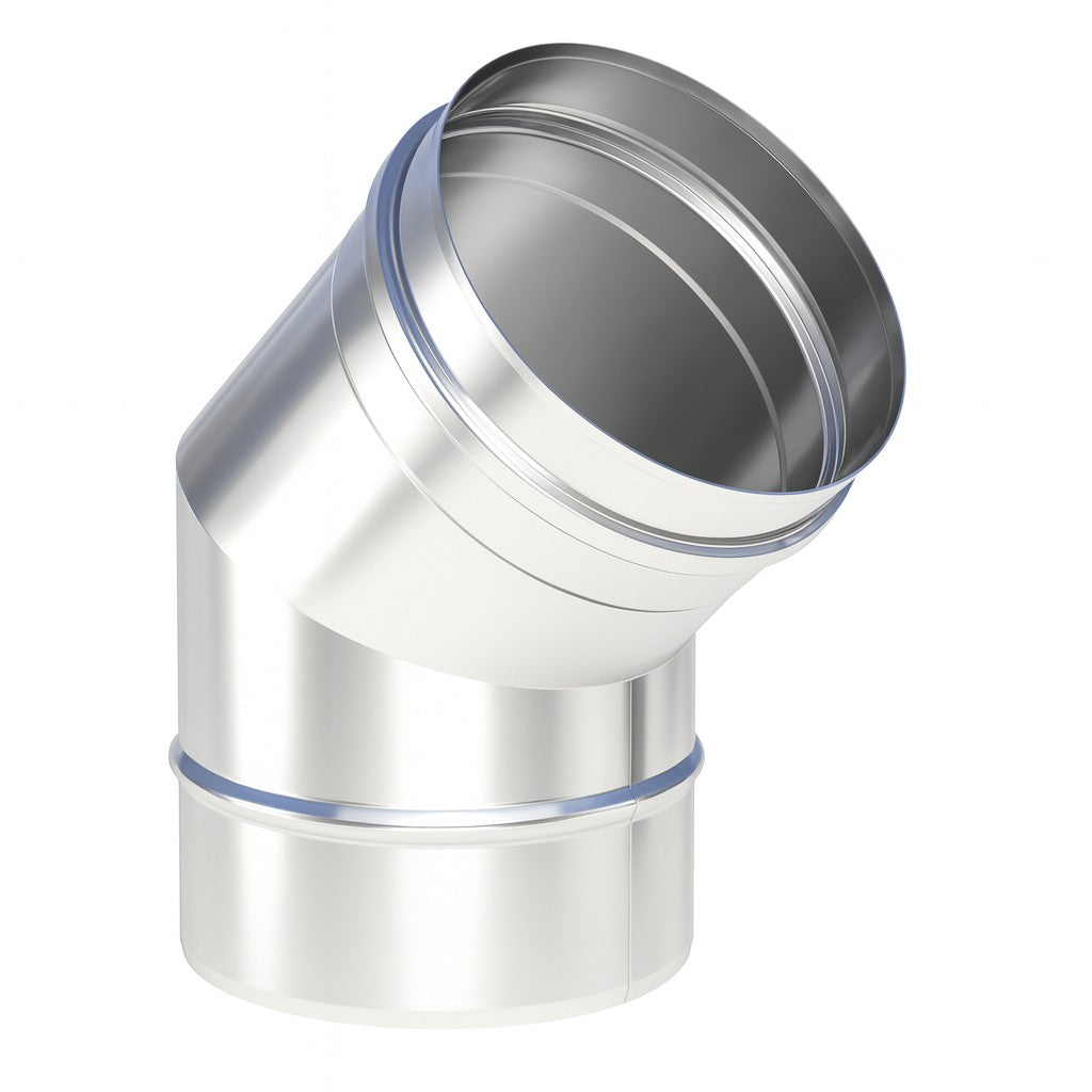 Edelstahl Bogen 45° starr Ø130 mm - 0,6 mm - V4A, V2A - Abgasrohr Sanierung EW-FU Jeremias