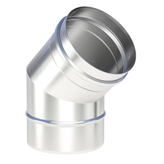 Edelstahl Bogen 45° starr Ø130 mm - 0,6 mm - V4A, V2A - Abgasrohr Sanierung EW-FU Jeremias